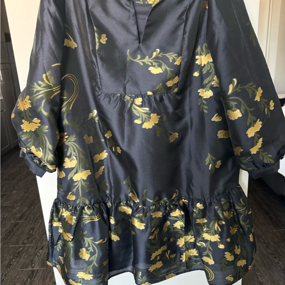 Tuckernuck Black and Gold Floral Dress